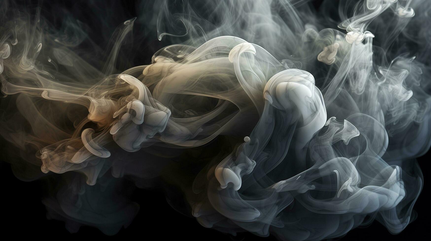 il vicino su Visualizza rivela il ipnotizzante modelli e textures entro il Fumo, il etereo qualità di il Fumo contro il buio sfondo. ai generativo foto
