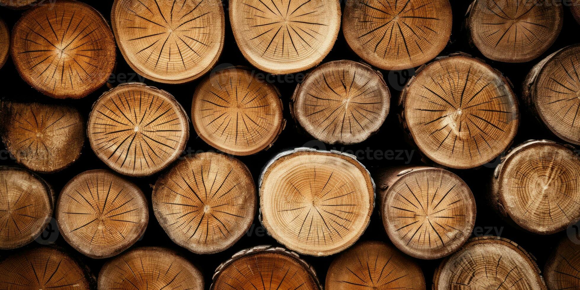 di legno naturale segato logs come sfondo. creato con ai utensili foto