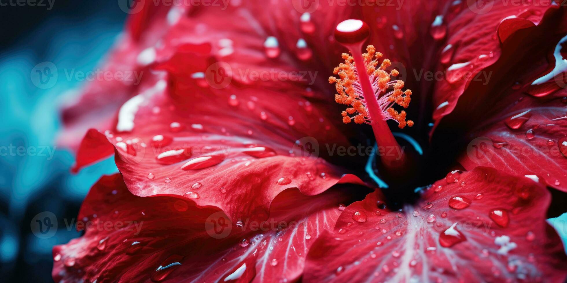 avvicinamento ibisco con gocce acqua sfondo. creato con ai utensili foto