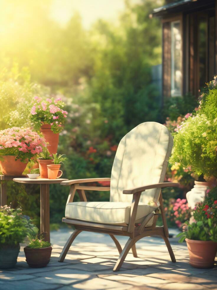 terrazza ponte e sedia ai generativo foto