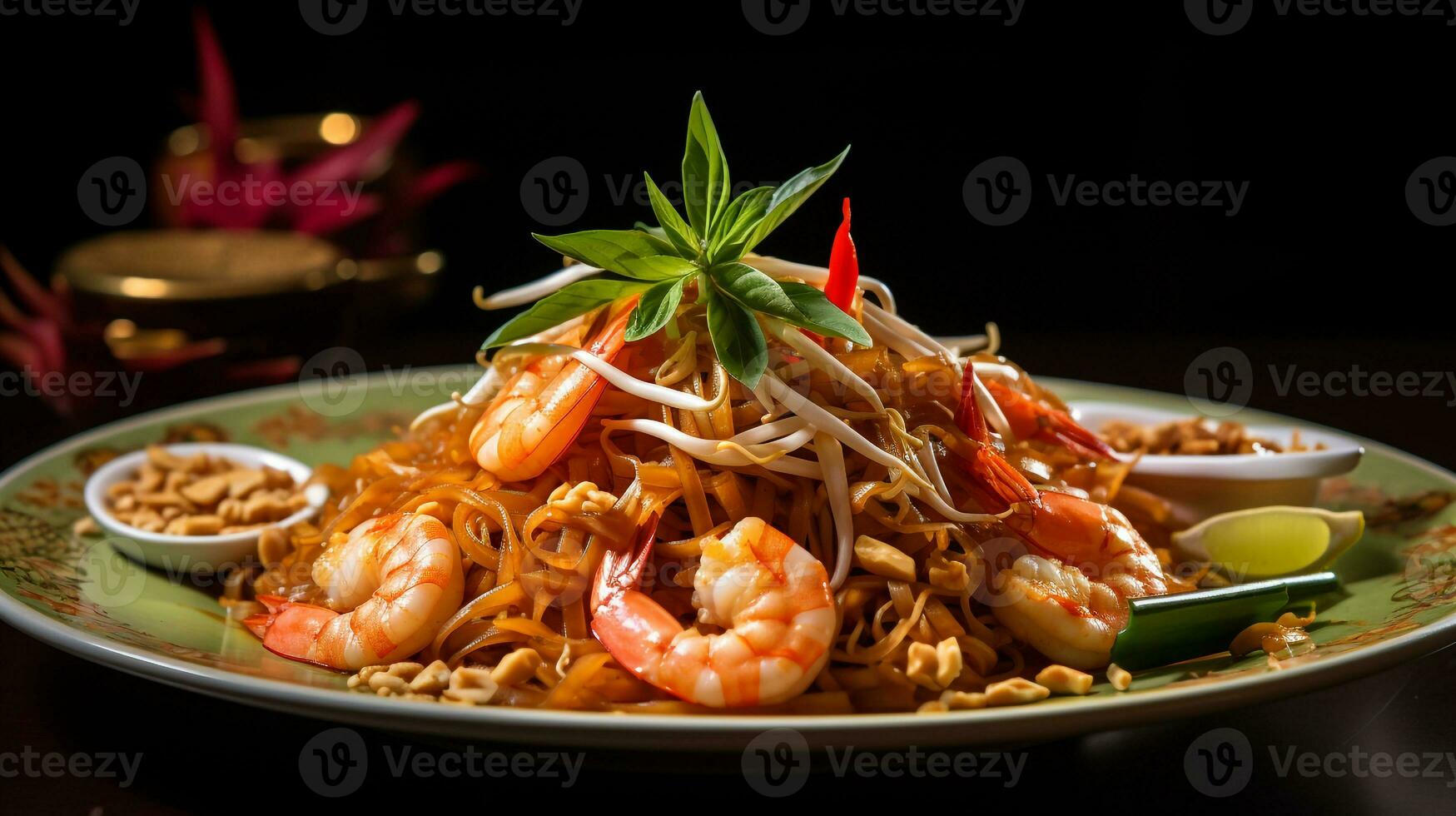 foto di tampone tailandese come un' piatto nel un' fascia alta ristorante. generativo ai