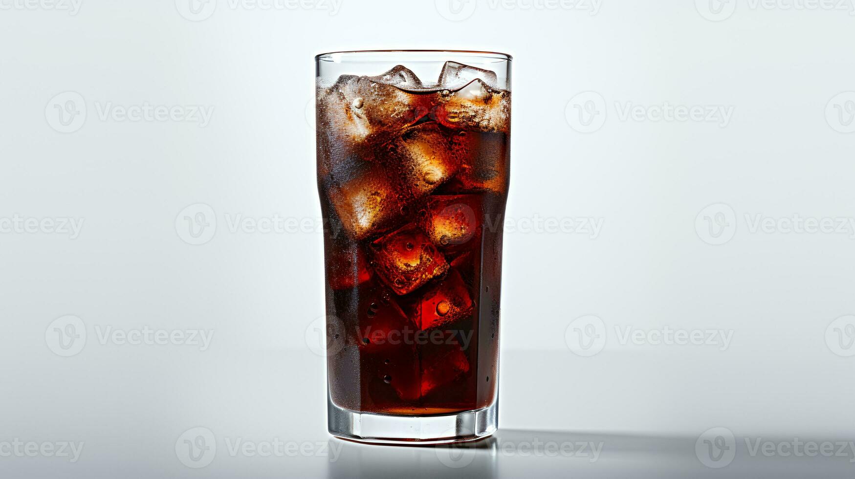 Coca Cola Coca Cola con ghiaccio cubi nel un' bicchiere isolato su bianca sfondo. . generativo aigenrative ai foto