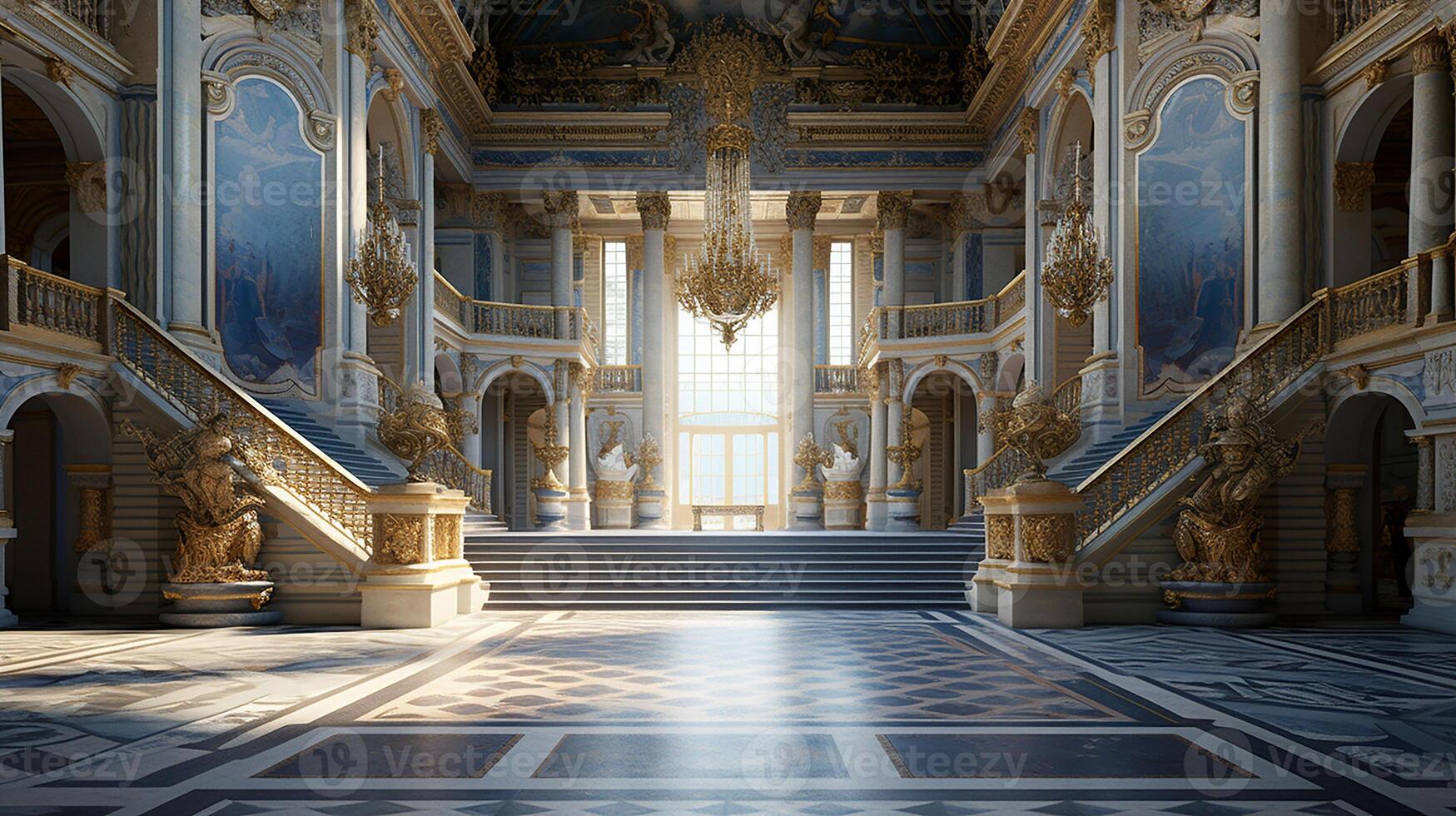 foto di il camera con il interno design di il palazzo di versaglia, Francia. generativo ai