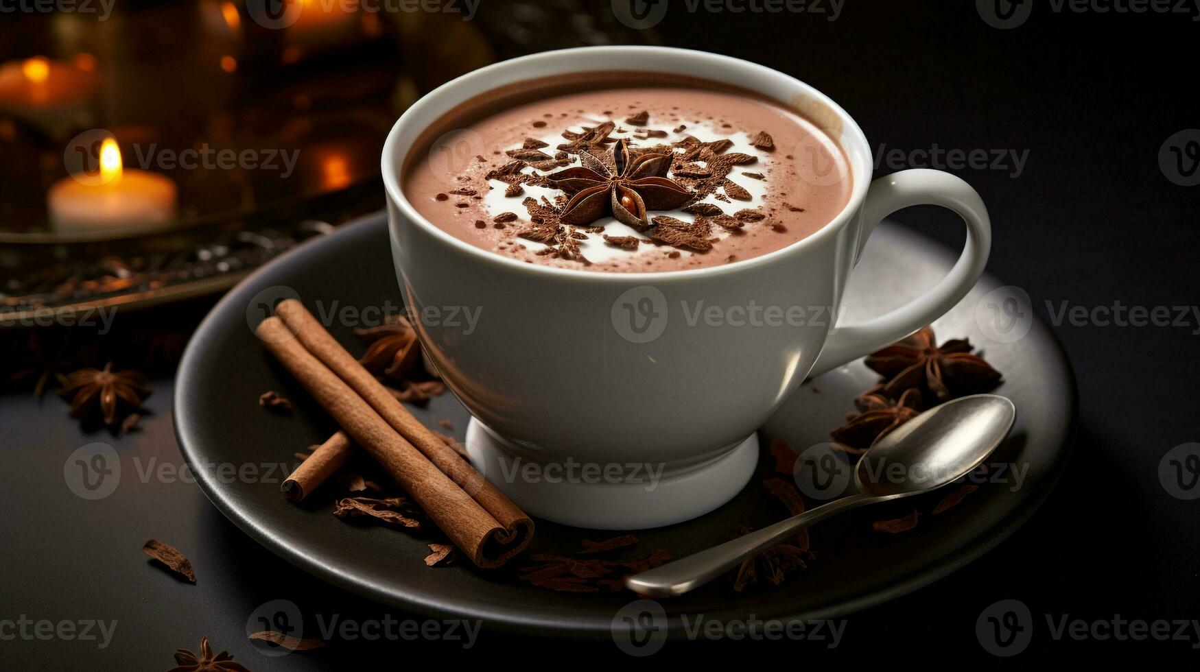 foto di speziato caldo cioccolato come un' piatto nel un' fascia alta ristorante. generativo ai