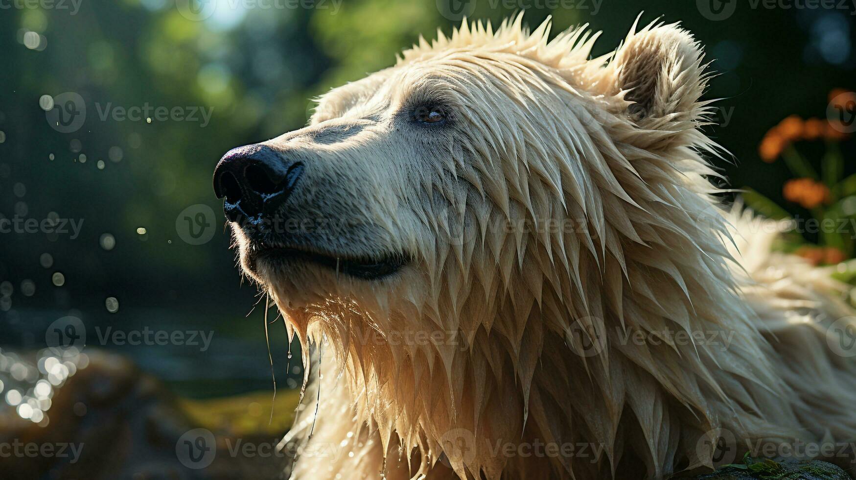 avvicinamento foto di un' polare orso guardare qualunque direzione su giungla. generativo ai