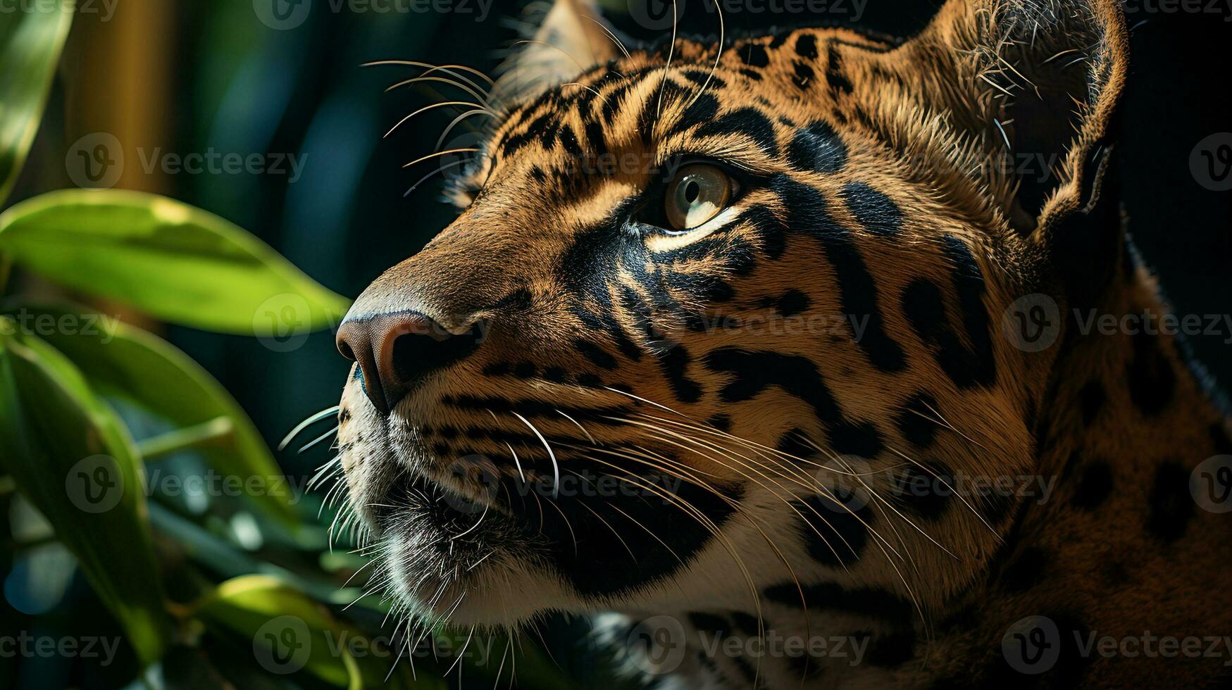 avvicinamento foto di un' africano leopardo guardare qualunque direzione su giungla. generativo ai