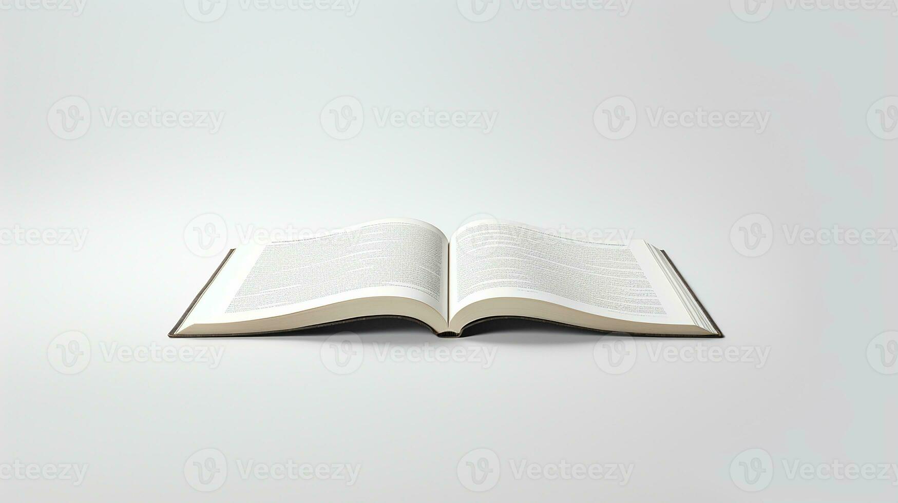 Aperto libro isolato su bianca sfondo. 3d illustrazione. finto su. generativo ai foto