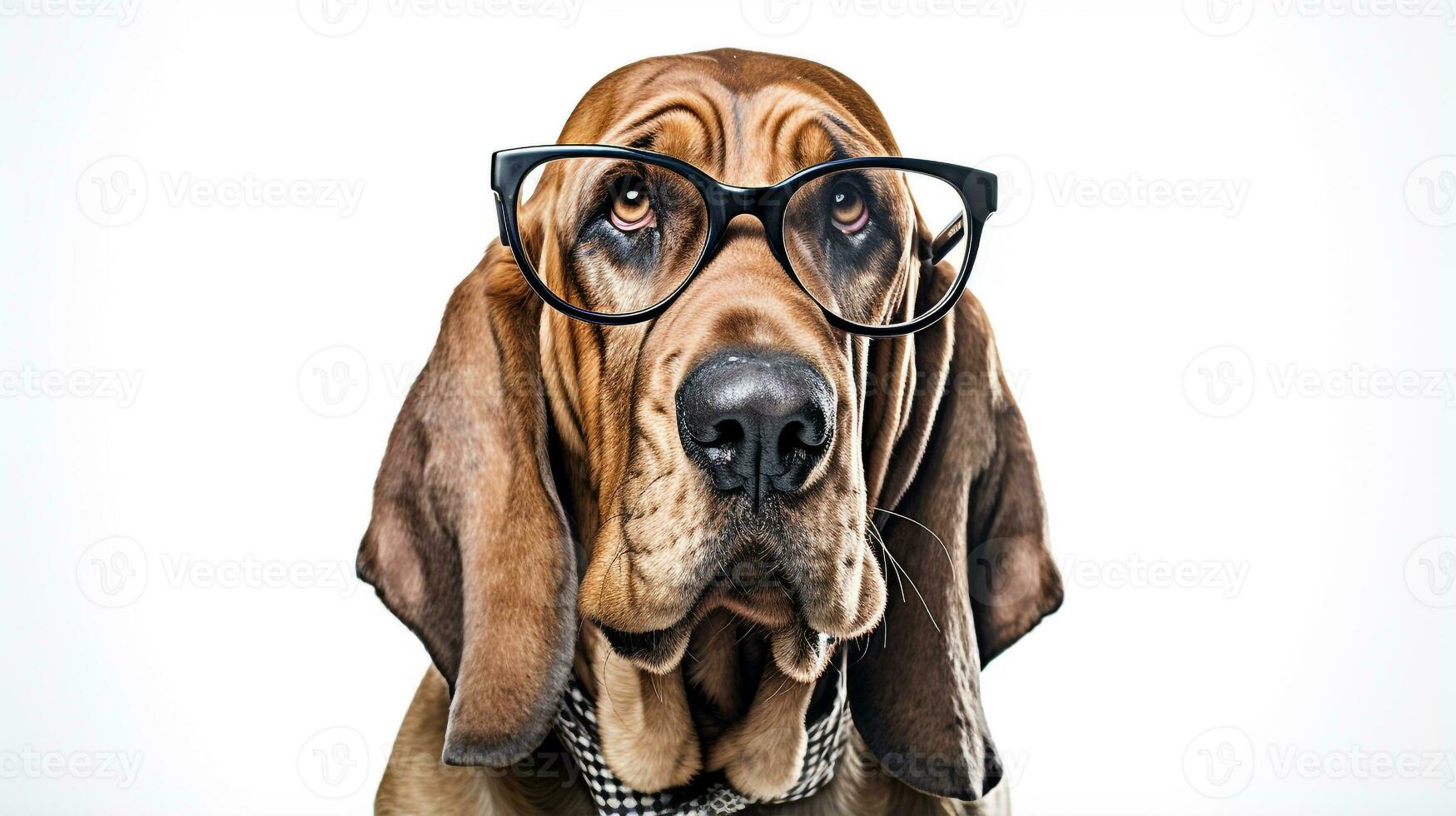 foto di un' segugio cane utilizzando occhiali isolato su bianca sfondo. generativo ai