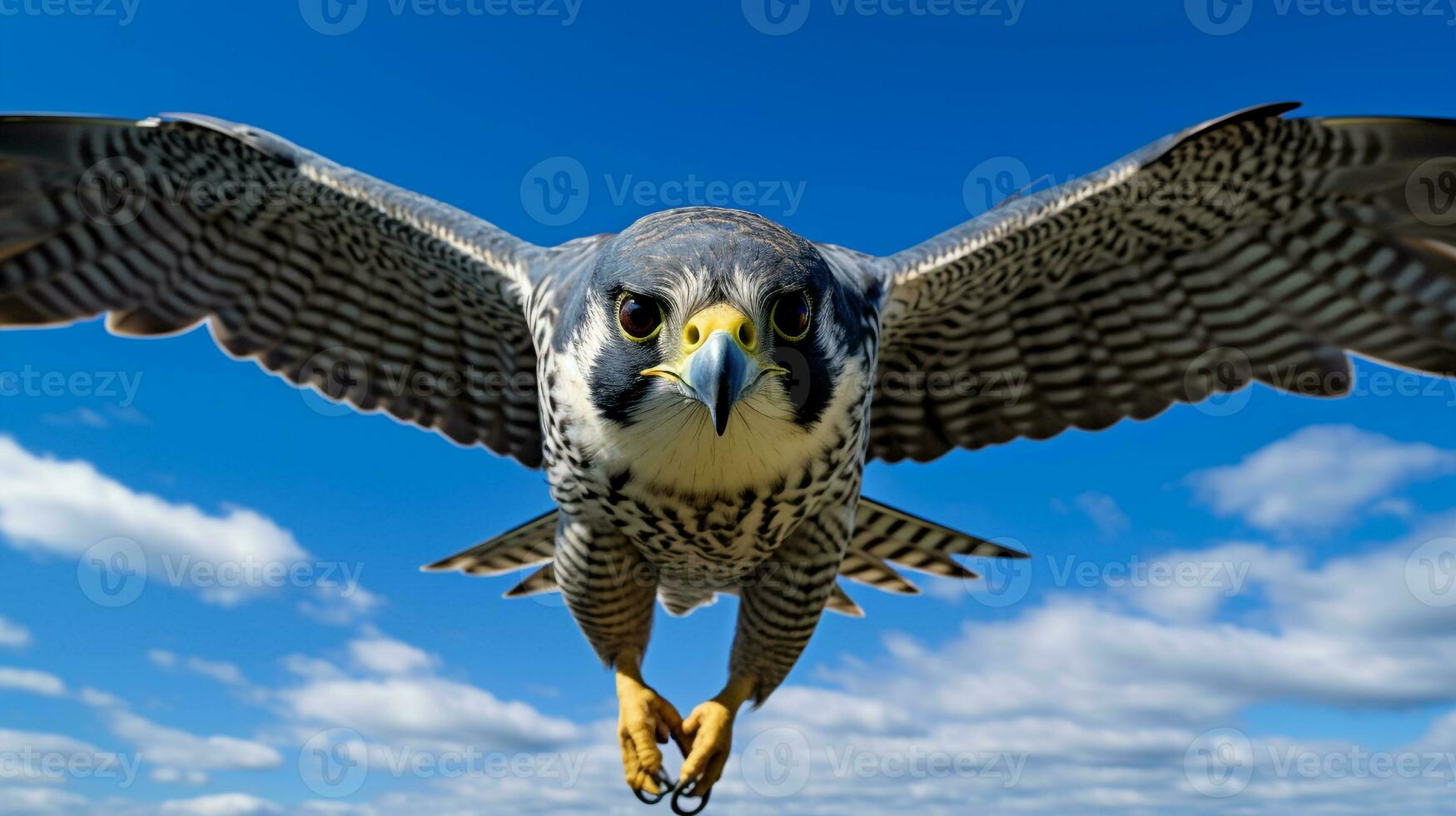 foto di un' falco sotto blu cielo. generativo ai