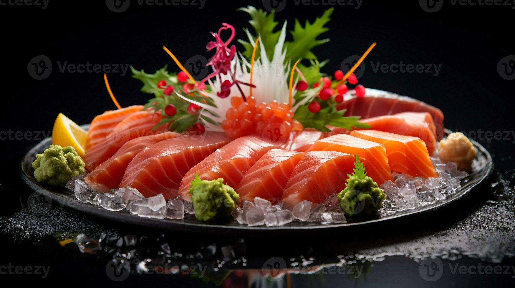 foto di sashimi come un' piatto nel un' fascia alta ristorante. generativo ai