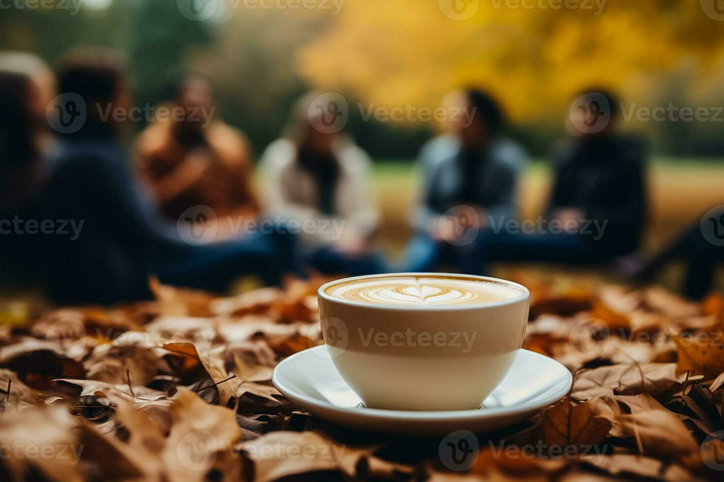 gruppo di persone godendo caffè nel parco sfondo con vuoto spazio per testo foto