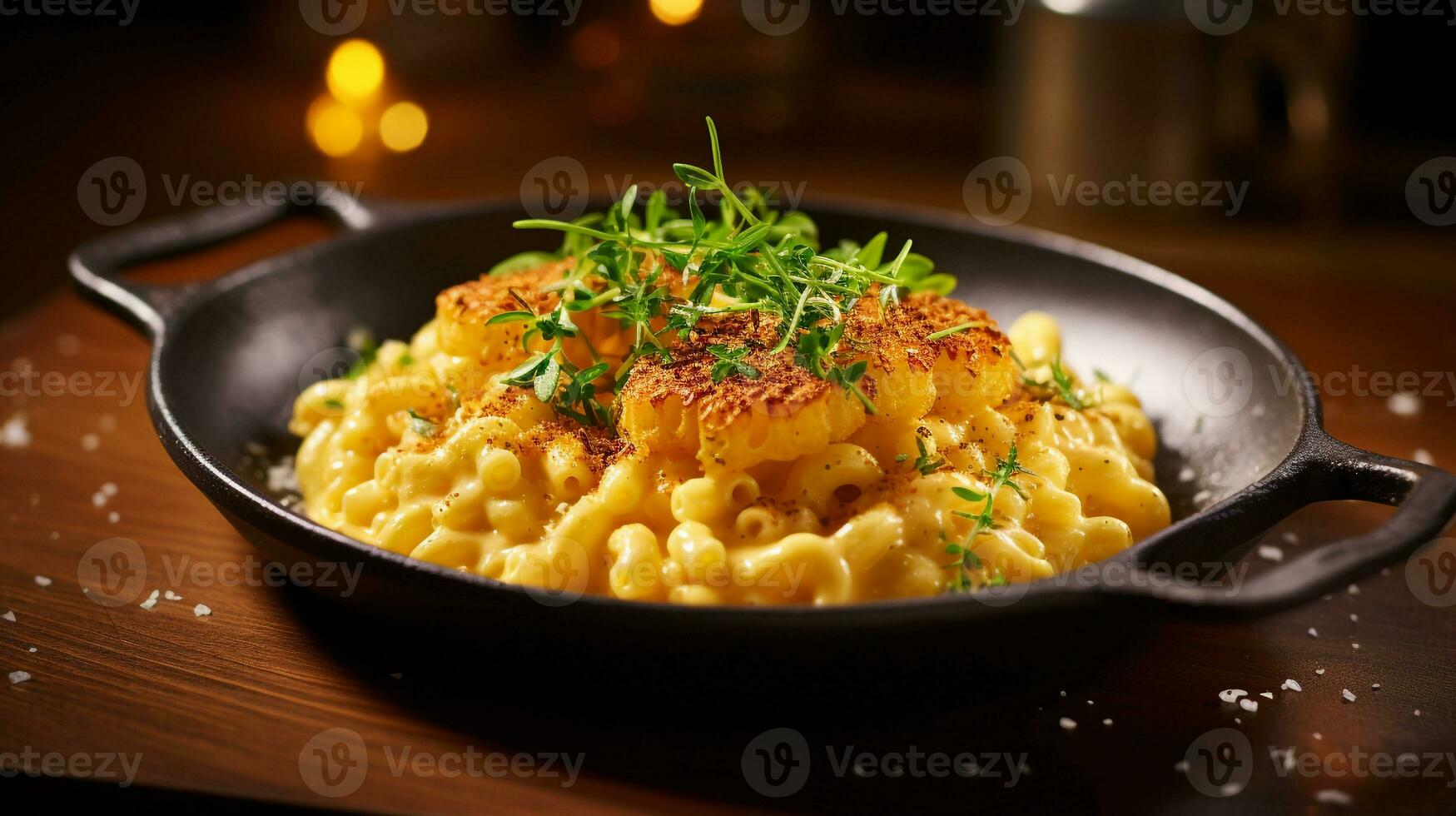 foto di maccheroni e formaggio come un' piatto nel un' fascia alta ristorante. generativo ai