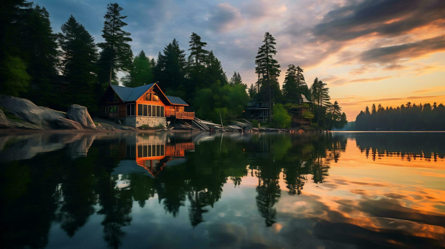 serenità in riva al lago con panoramico paesaggio foto