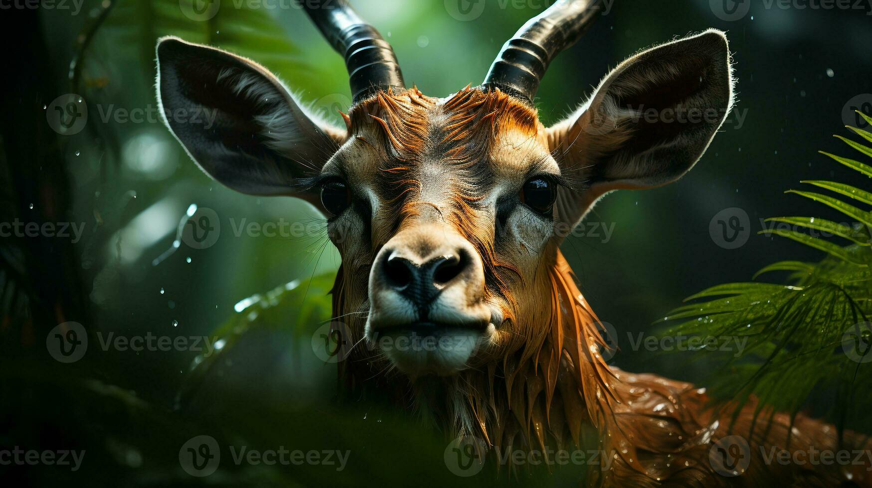 avvicinamento foto di un' antilope guardare qualunque direzione su giungla. generativo ai