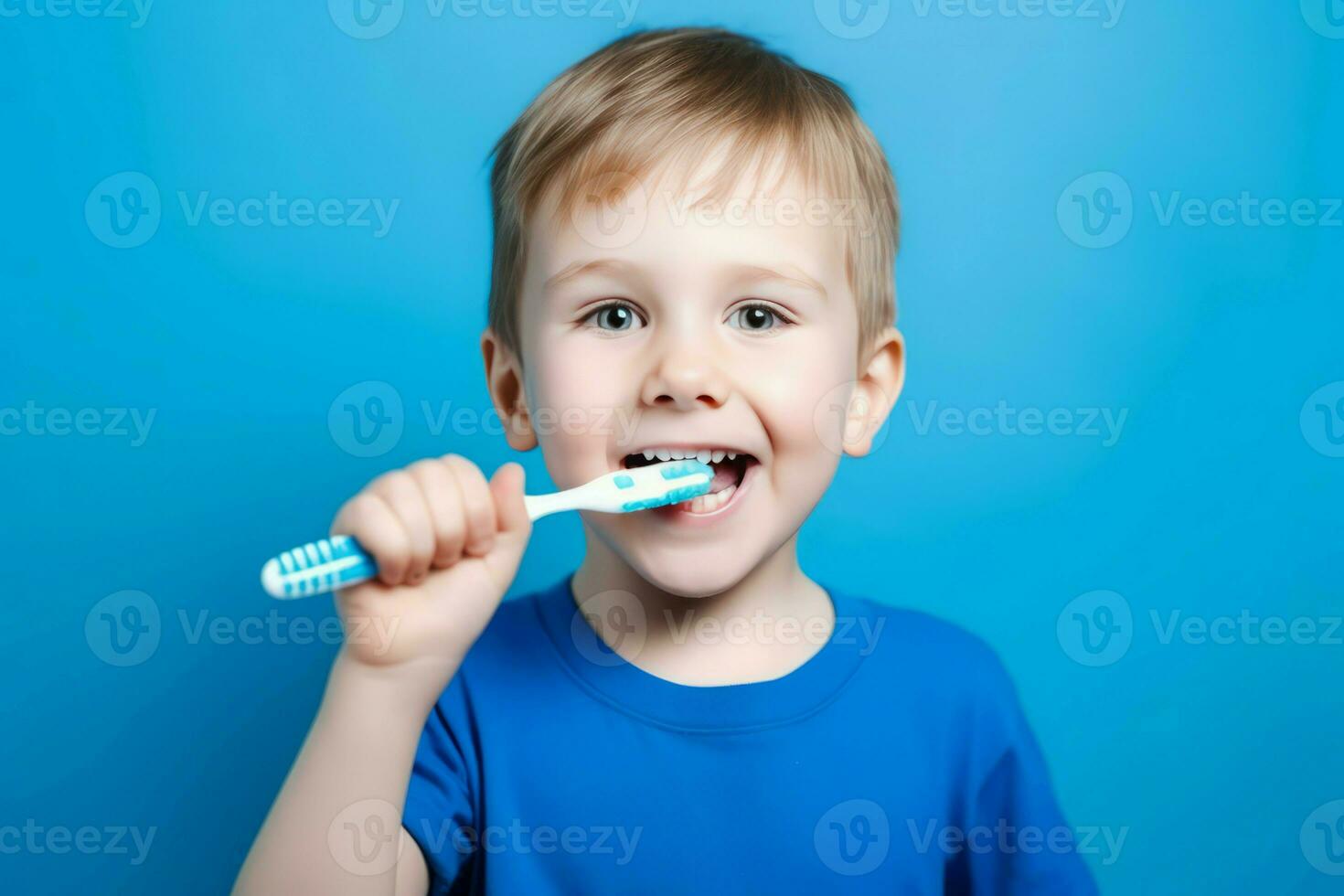 ragazzo spazzolatura denti. creare ai foto