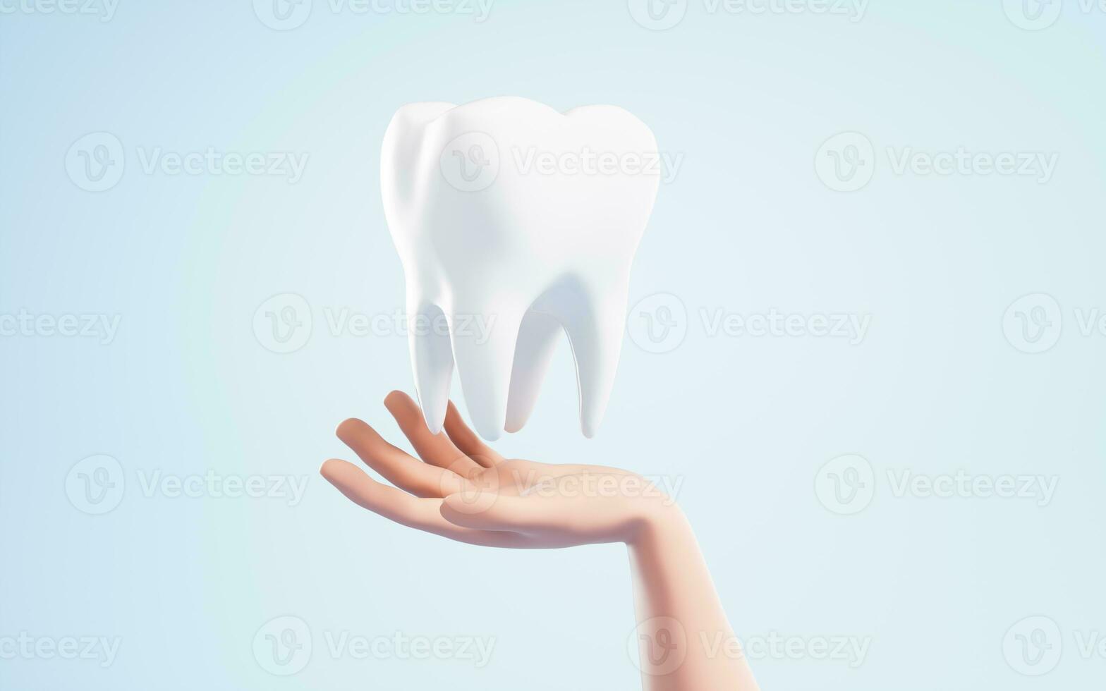 un' dente nel un' mano, 3d resa. foto