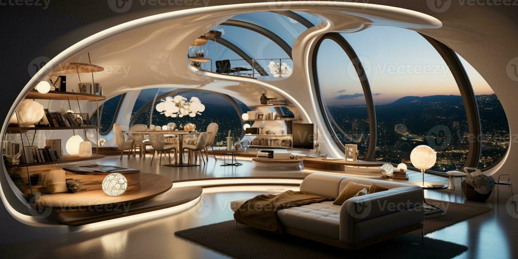 futuristico camera design di il appartamento Casa foto