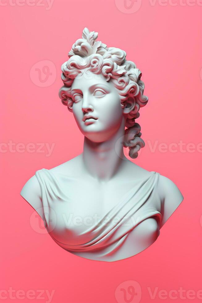 greco scultura su un' pastello sfondo. antico fallimento di il donne foto