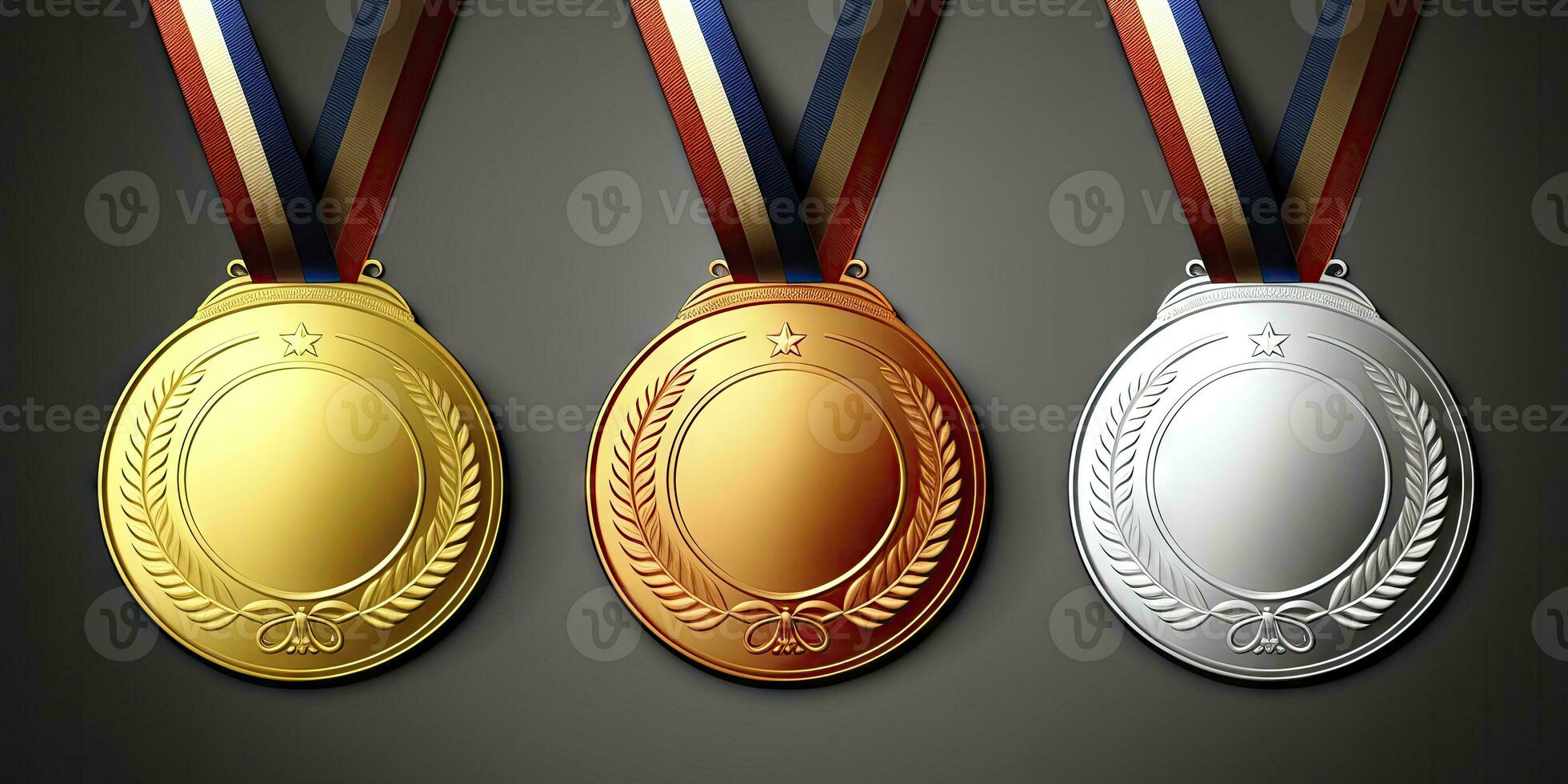 d'oro medaglia con nastro celebrare il tuo vittorie con oro argento e bronzo premi foto