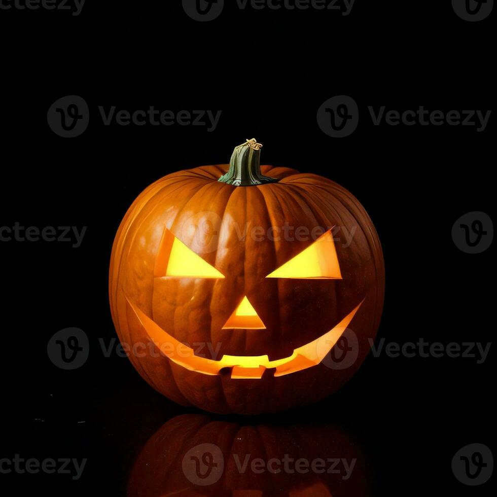 Halloween zucca su il nero sfondo foto