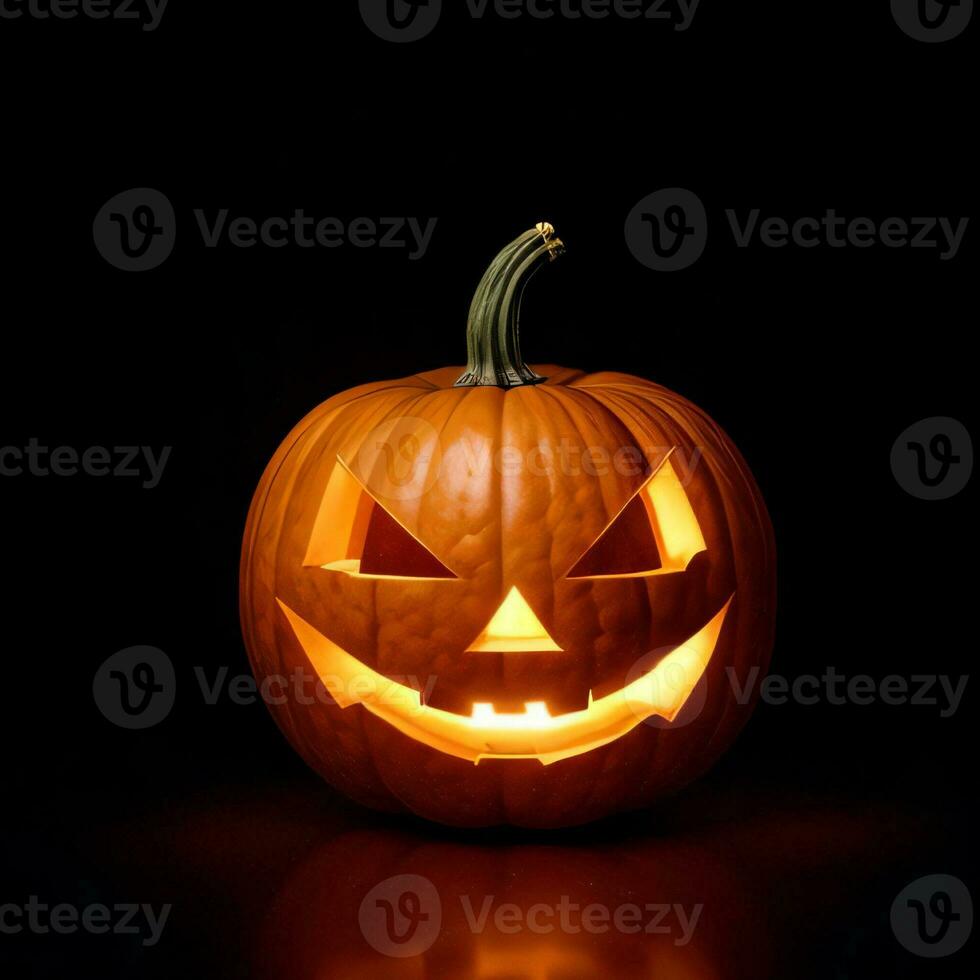 Halloween zucca su il nero sfondo foto