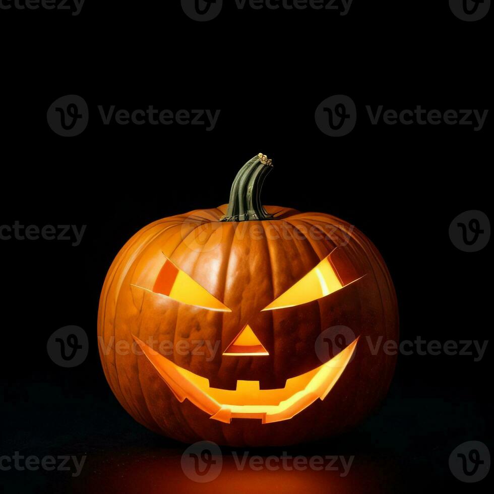 Halloween zucca su il nero sfondo foto