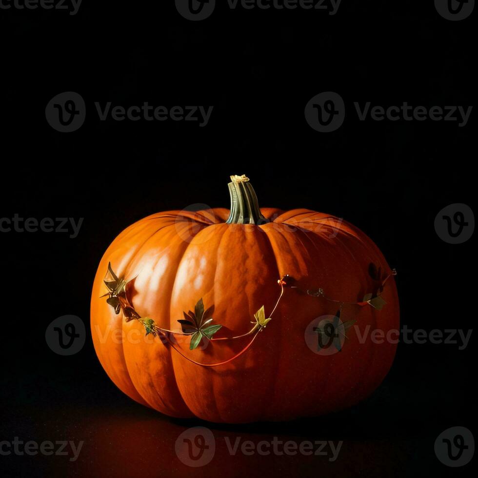 Halloween zucca su il nero sfondo foto