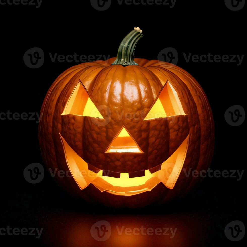 Halloween zucca su il nero sfondo foto