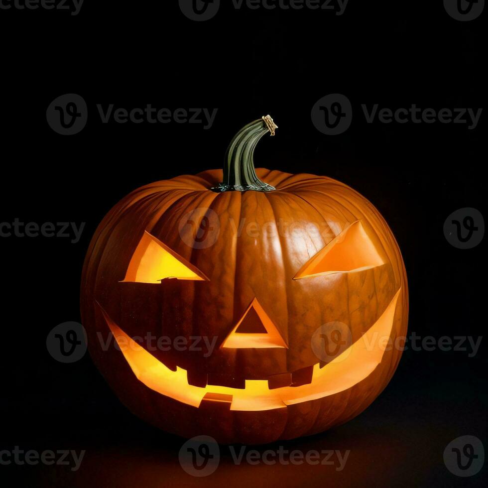 Halloween zucca su il nero sfondo foto