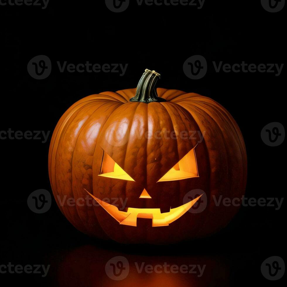 Halloween zucca su il nero sfondo foto