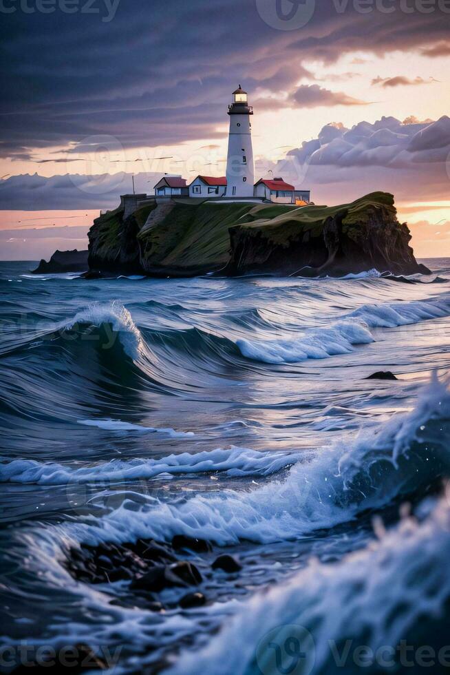 foto di il faro e tempestoso mare sfondo sfondo