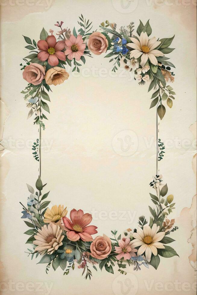 Vintage ▾ carta con fiori struttura sfondo foto
