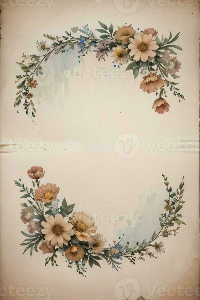 Vintage ▾ carta con fiori struttura sfondo foto