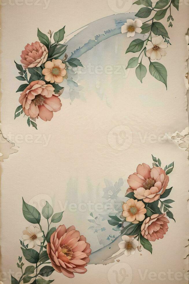 Vintage ▾ carta con fiori struttura sfondo foto