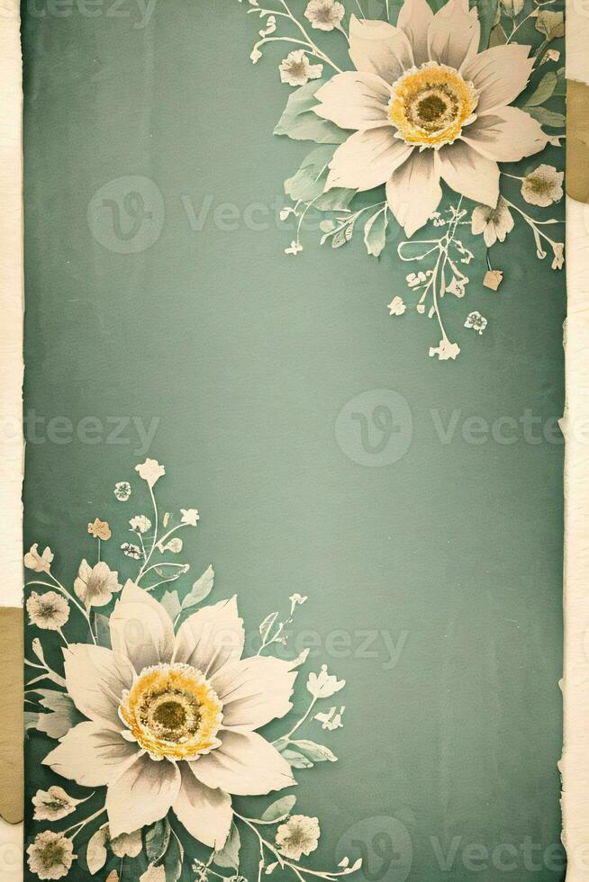 Vintage ▾ retrò vibrazione carta struttura con acquerello fiori foto