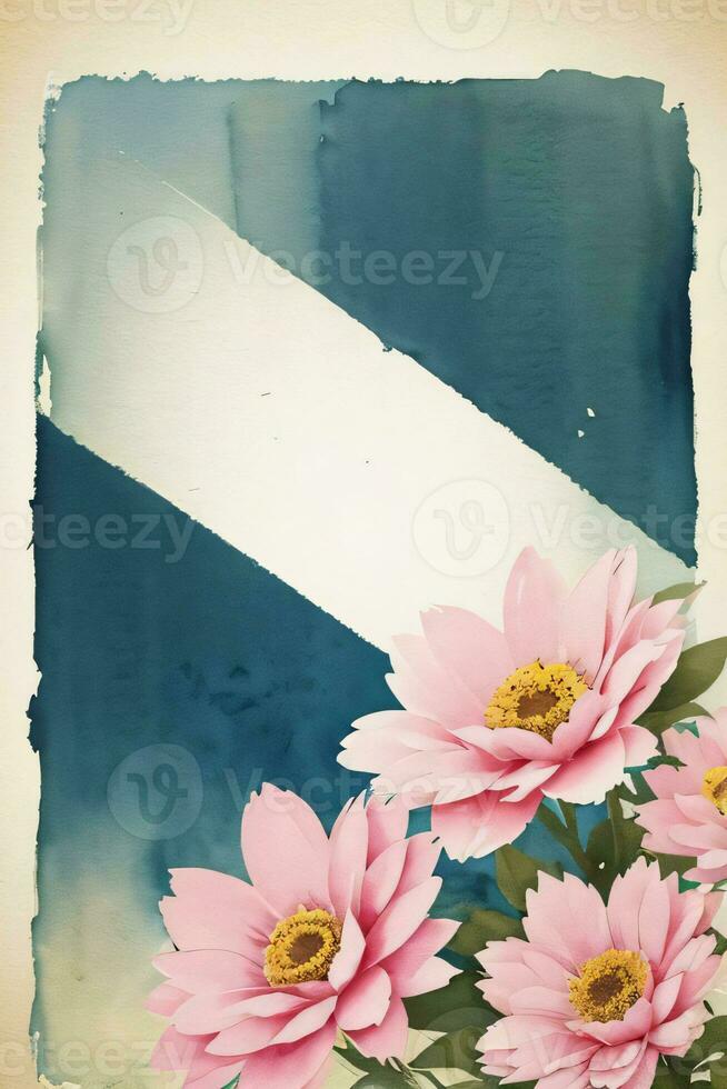 Vintage ▾ retrò vibrazione carta struttura con acquerello fiori foto