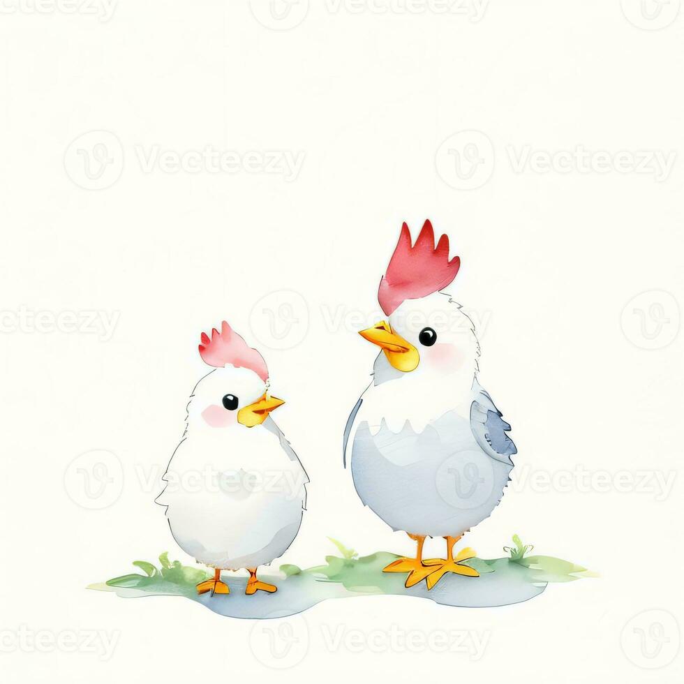 acquerello bambini illustrazione con carino chiken clipart foto