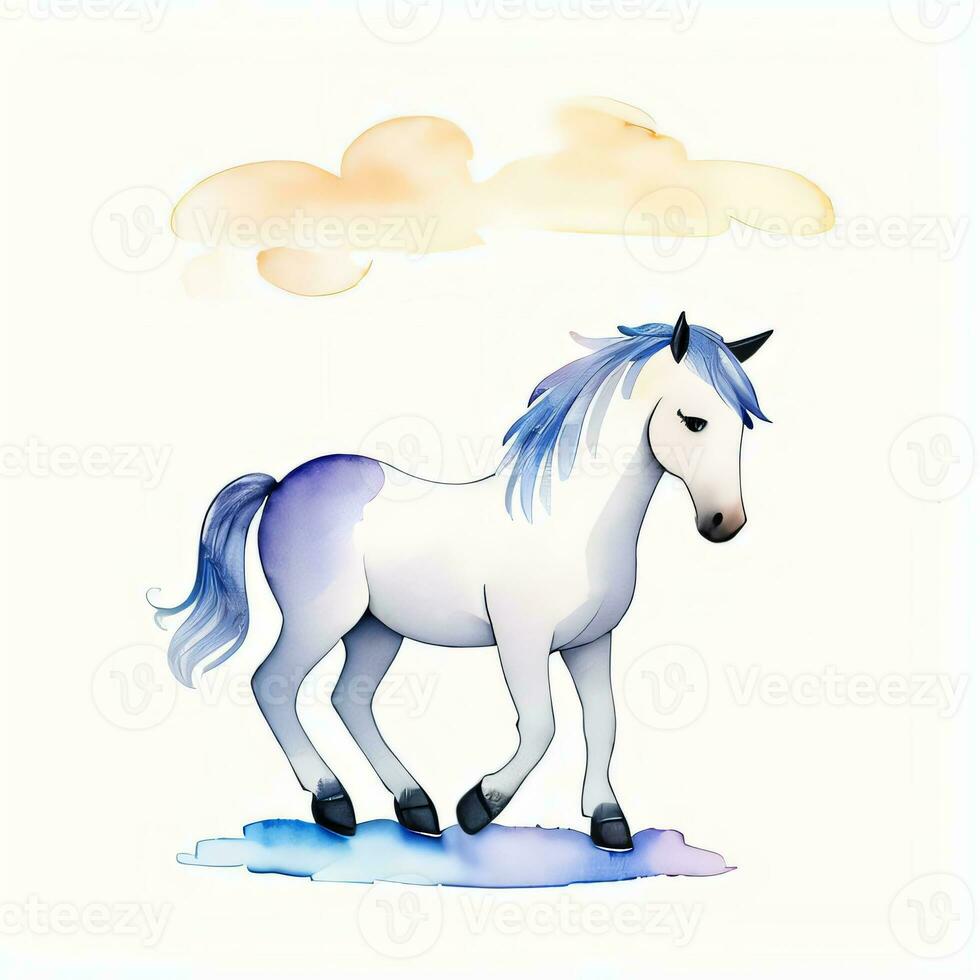 acquerello bambini illustrazione con carino cavallo clipart foto