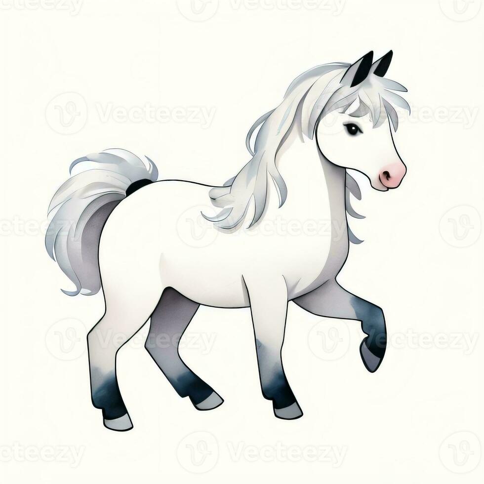 acquerello bambini illustrazione con carino cavallo clipart foto