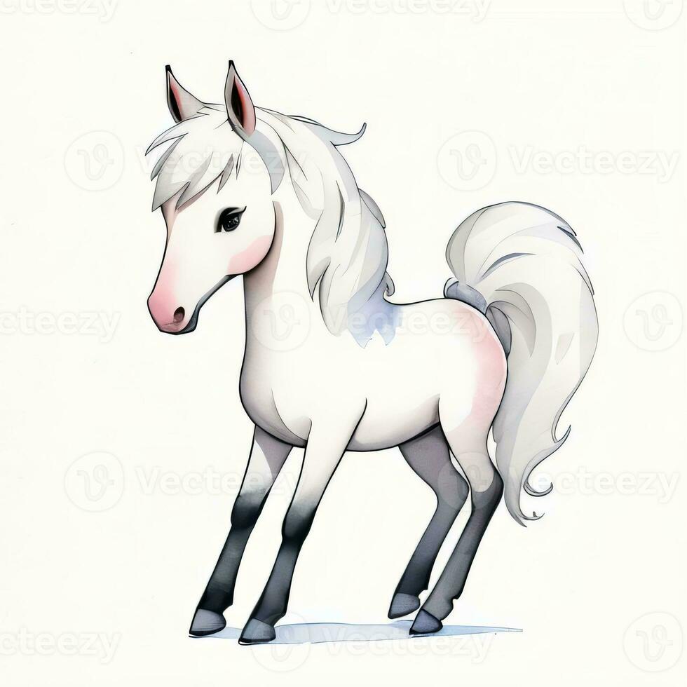 acquerello bambini illustrazione con carino cavallo clipart foto