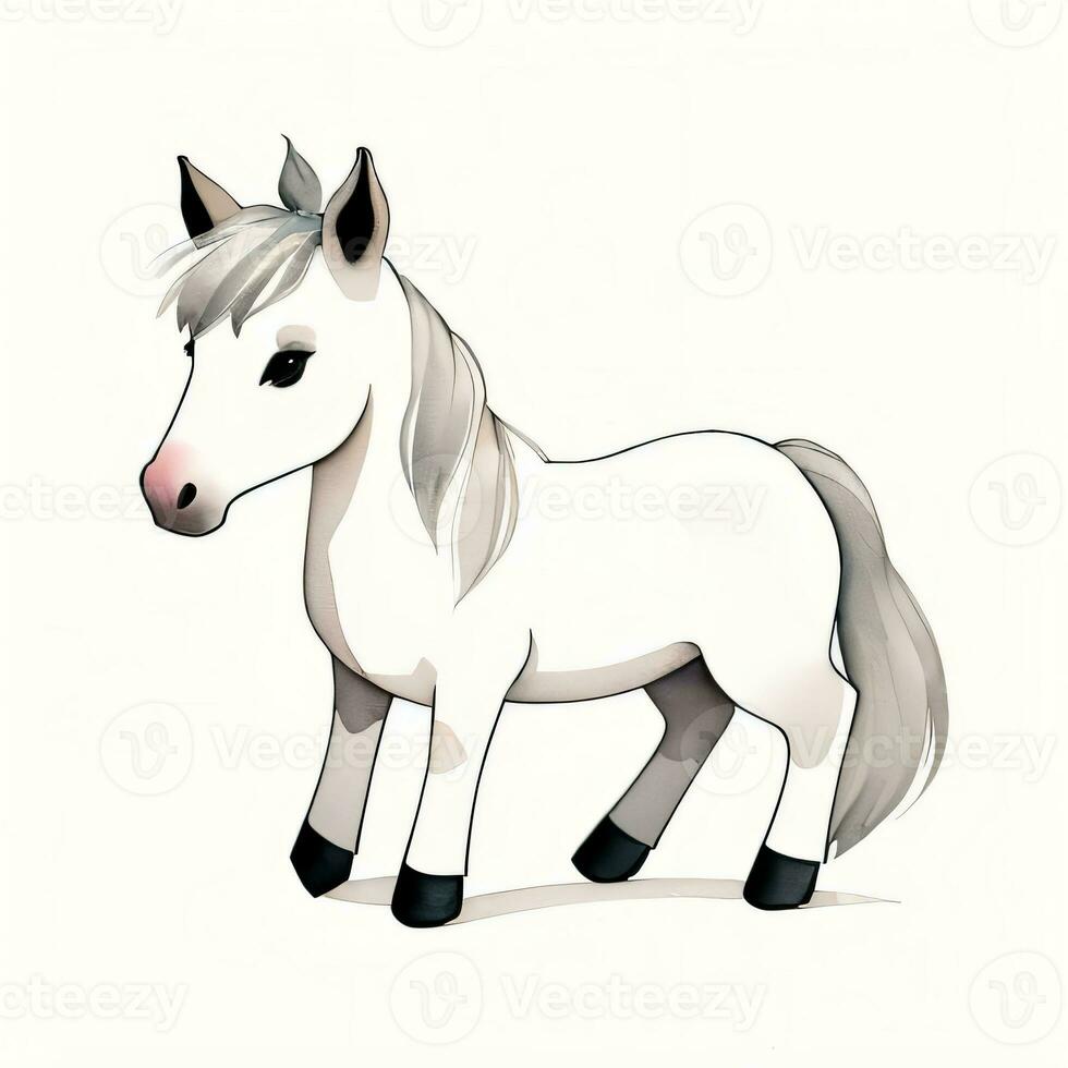 acquerello bambini illustrazione con carino cavallo clipart foto