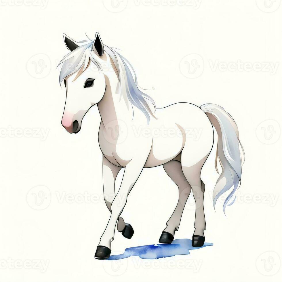 acquerello bambini illustrazione con carino cavallo clipart foto