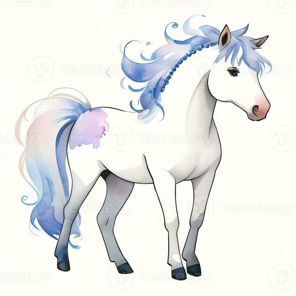 acquerello bambini illustrazione con carino cavallo clipart foto