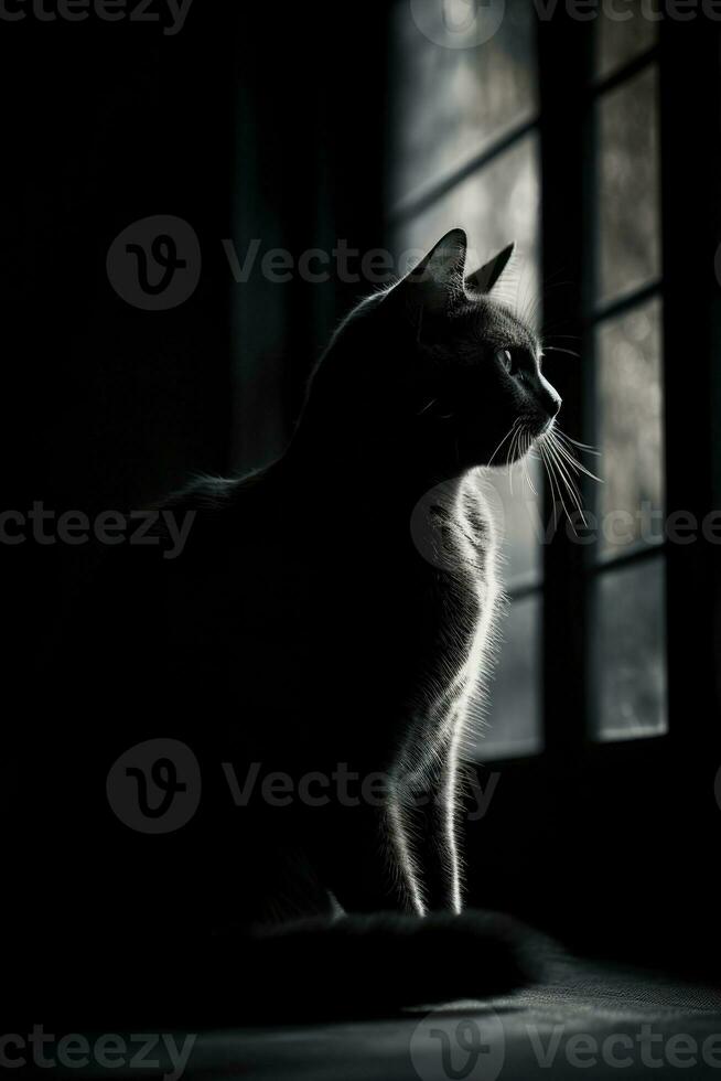 gatto viso ritratto studio silhouette foto nero bianca Vintage ▾ retroilluminato ritratto contorno tatuaggio