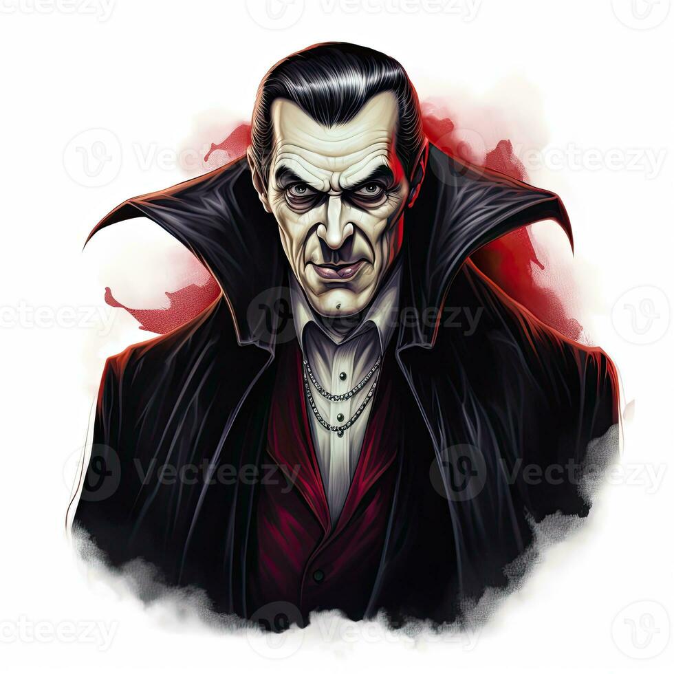 vampiro dracula sangue Halloween illustrazione pauroso orrore design tatuaggio vettore isolato etichetta fantasia foto