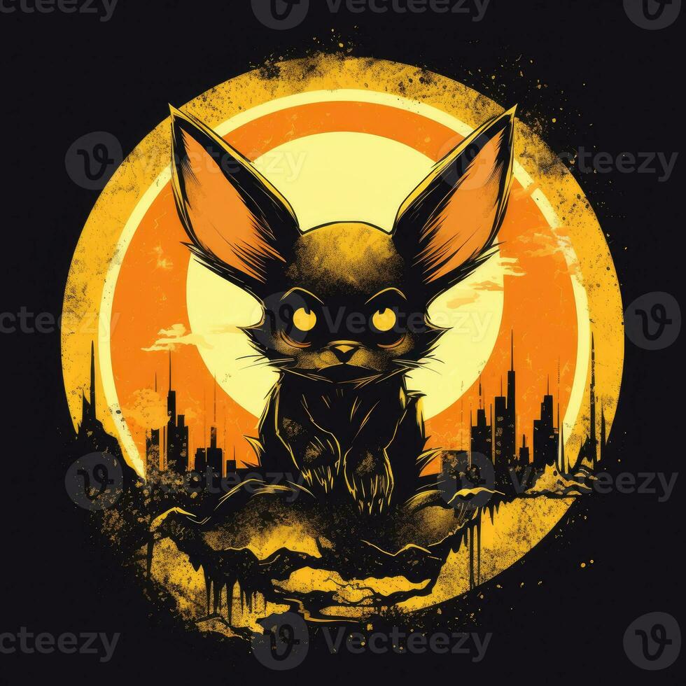 pazzo Pikachu maglietta design modello stampabile copertina tatuaggio isolato vettore illustrazione opera d'arte foto