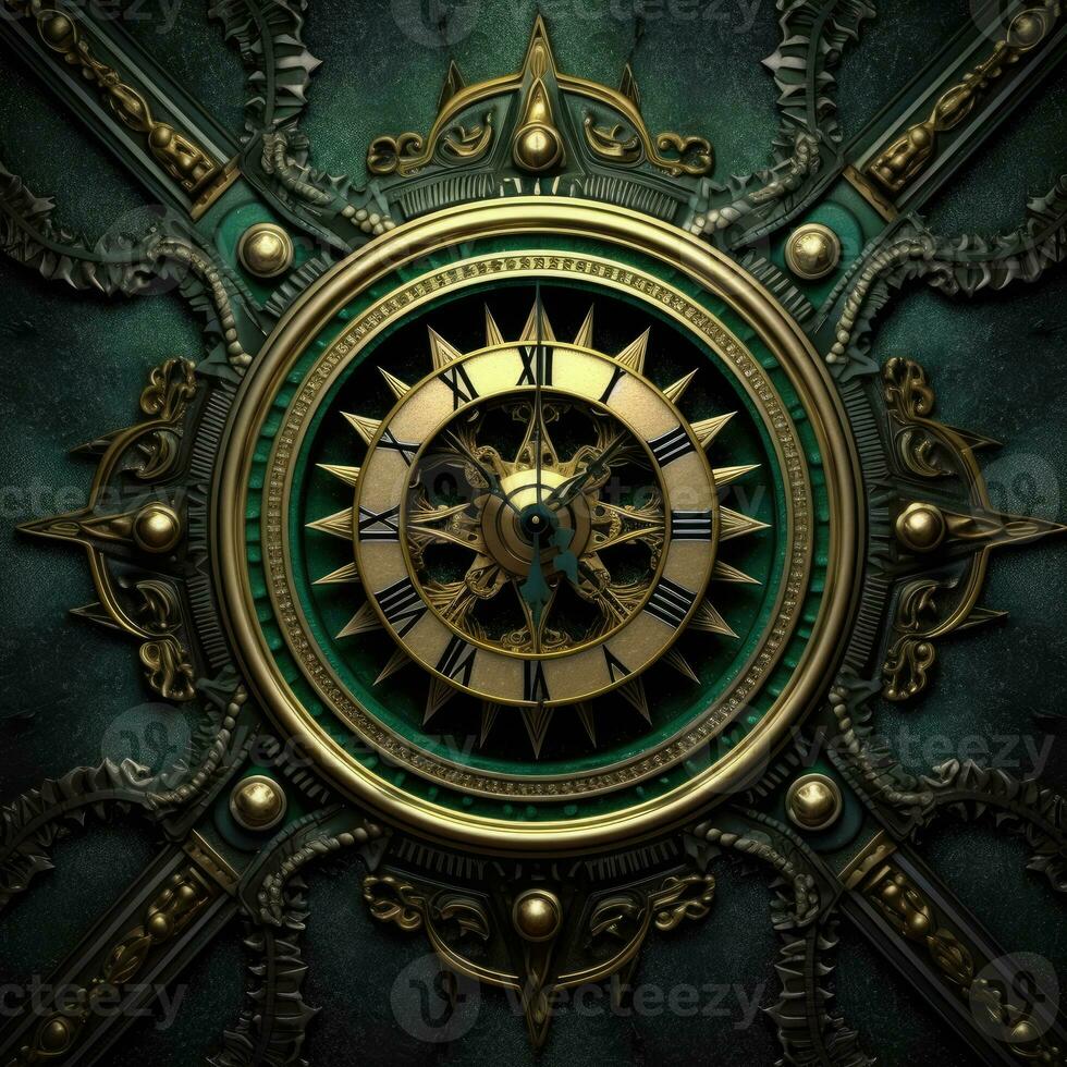 verde azzurro mistico cosmo bussola pianeta tarocco carta costellazione navigazione zodiaco illustrazione foto