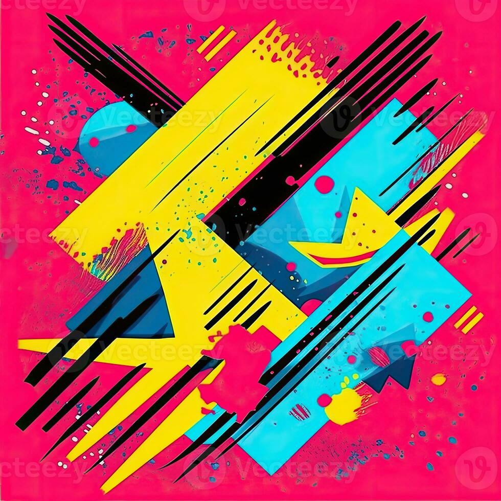 espressive graffiti neon artistico giocoso illustrazione design Stampa geometrico acido forme stile foto