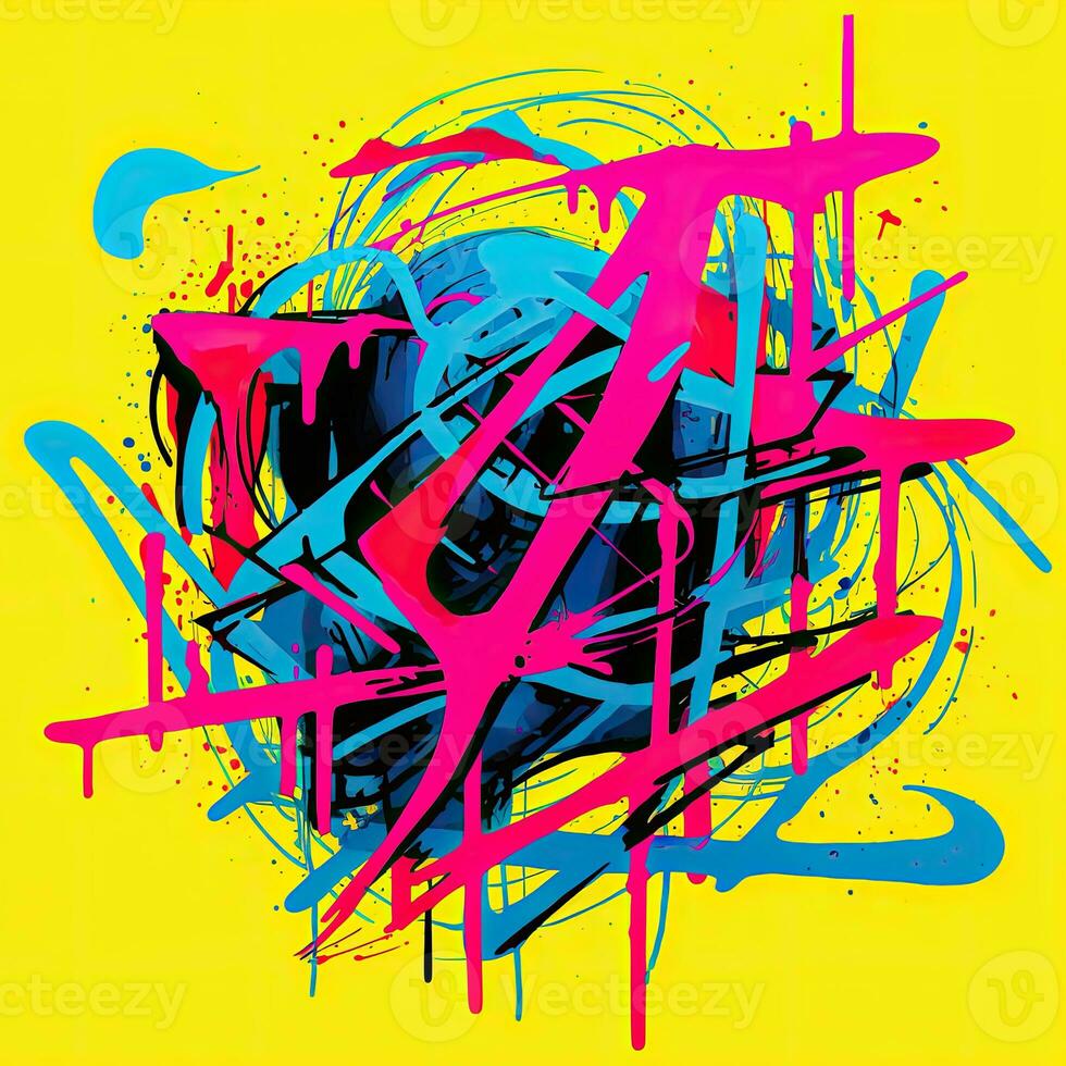 espressive graffiti neon artistico giocoso illustrazione design Stampa geometrico acido forme stile foto