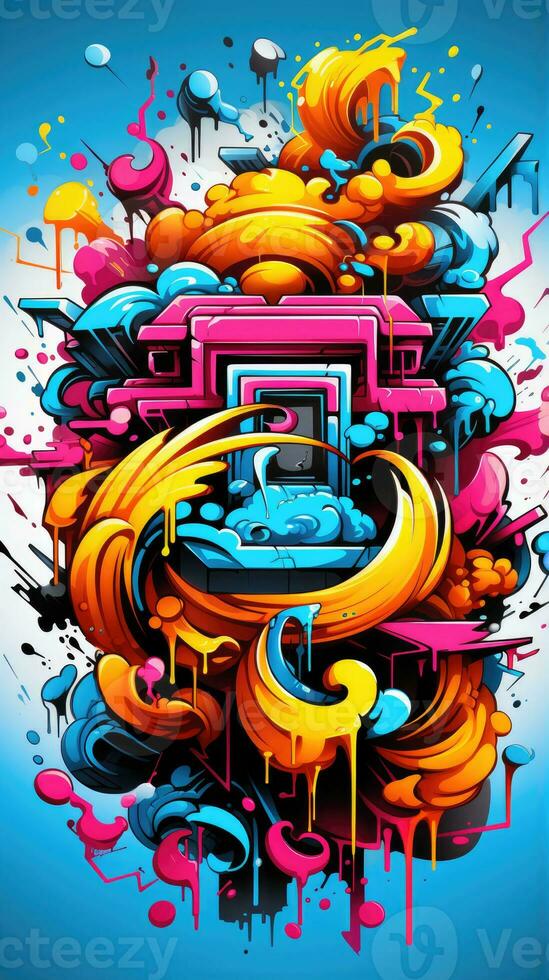 espressive graffiti neon artistico giocoso illustrazione design Stampa geometrico acido forme stile foto